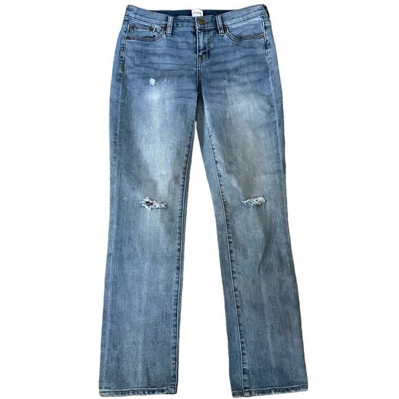 J Crew Factory Size 26 Boyfriend Jeans Key West Wash Style J2917 Distressing - Picture 1 of 4